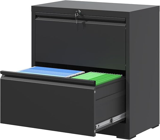 Lateral File Cabinets 2 Drawer,Metal Lateral Filing Cabinet for Home Office,Wide Steel Storage Commercial Drawer Cabinet for Legal/Letter/A4 Size Assembly Required