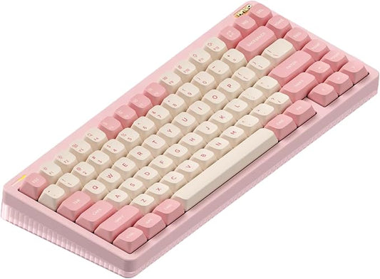 nuphy Halo75 V2 Mechancial Gaming Kyeboard,75% Wireless Hot Swappable Bluetooth Keyboard,83 Kyes RGB Backlit Keyboard,Support Bluetooth/2.4GHz/USB-C-Pink Silent Red Clear-Top Switch