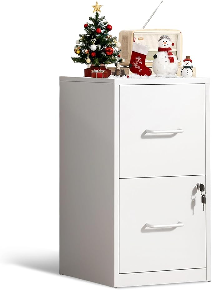 2-Drawer Locking Vertical File Cabinet, Metal Storage Cabinet for Office/Home – Secure Vertical Filing for Letter/Legal/A4/F4 Documents, Easy to Assemble Steel Cabinet
