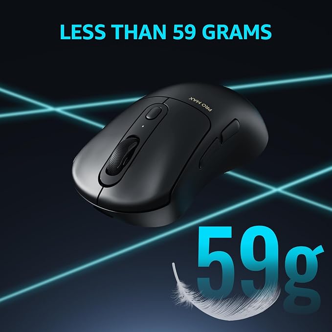 Rapoo VT3PRO MAX Wireless Gaming Mouse, 59g Superlight, 8KHz Polling, PAW 3950 Ultimate Optical Sensor, 30K Independent X/Y DPI, 1+8 Programmable Buttons, 200H Battery Life, Classic Shape, PC, Black