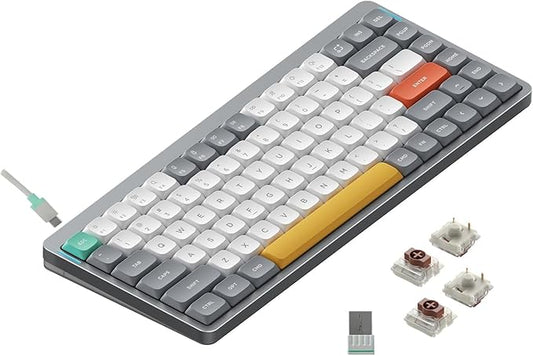 nuphy Air75 V2 Portable 75% Mechanical Keyboard,Wireless Keyboard,Supports Bluetooth/2.4G/USB-C RGB Gaming Keyboards,Compatible with Windows/Mac OS/Linux Systems Grey-Gateron Brown Switch
