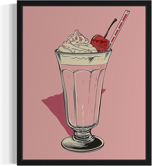 Milkshake Pop Art Poster Print, Vintage Retro Wall Art Decor Paintings Classic Artwork for Bedroom Living Room Decorations. 43 (Milkshake, 24 x 36 inches, Unframed)