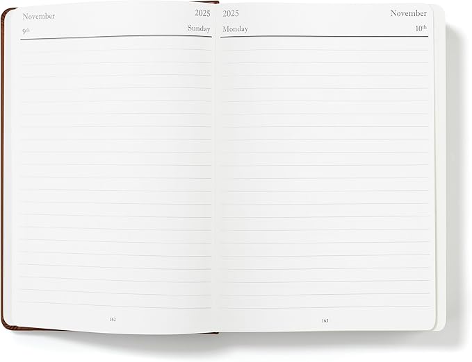 Wykeham's Executive 2025-26 Daily Journal Planner – Customization Available – Mid-Year Academic Diary (Brown, 8.5"×5.5")