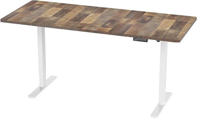 VIVO Electric 71 x 30 in Standing Desk, Memory Height Adjustment, 1B Series, Reclaimed Wood Top White Frame, DESK-KIT-1W7P