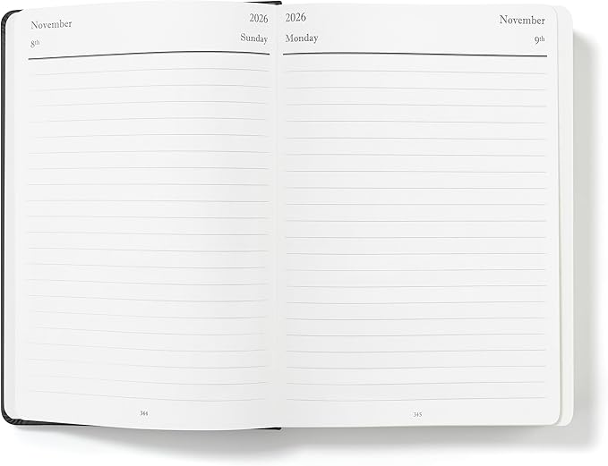 Wykeham's Executive 2026 Daily Journal Planner – US Public Holidays & Format – Customization Available (Black, 8.5"×5.5")