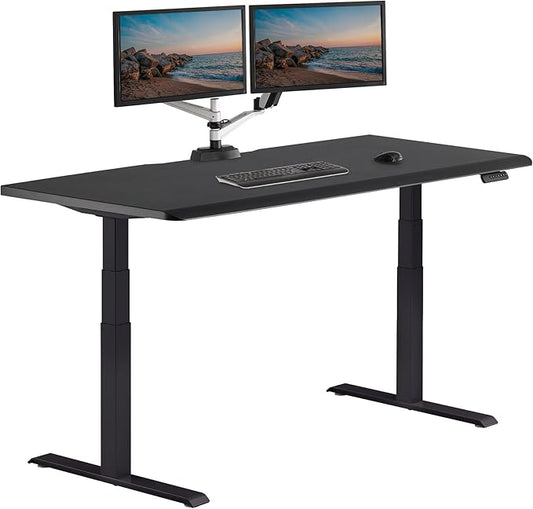 Vari ComfortEdge 72x30 Inch Adjustable Electric Standing Desk – Sit Stand VariDesk with Memory Presets, Sloped Edge, 180 LB Capacity + Tool-Free Assembly (Black/Black)