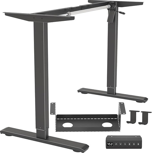 Standing Desk Frame Electric Adjustable Legs, Stand up Desk Frame Workstation Desk Base, Adjustable Standing Desk Legs, 3 Memory Height Settings, with Cable Management Tray, Headphone Hook