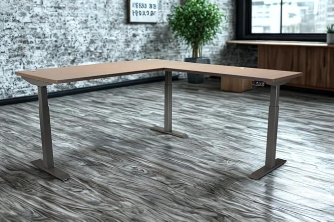 Lift It, Electric Sit Stand Height Adjustable 72"x24" I 48"x24" L-Shape Office Desk Office or Home, Dual Motor, 4 Memory Digital Control with USB Charging, Walnut Block Top, Black Frame