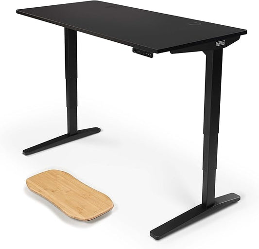 UPLIFTDESK V2 2-Leg Black Laminate Wood Standing Desk – Adjustable Height, Advanced 1-Touch Memory Keypad, Under Desk Cable Management, Wire Grommets & Rocker Board (Black C-Frame, 60 x 30 inch)