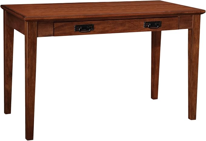 Leick Home 82400 Mission Writing Computer Desk with Drop Front Keyboard Drawer, for Home Office, Solid Wood, Mission Oak