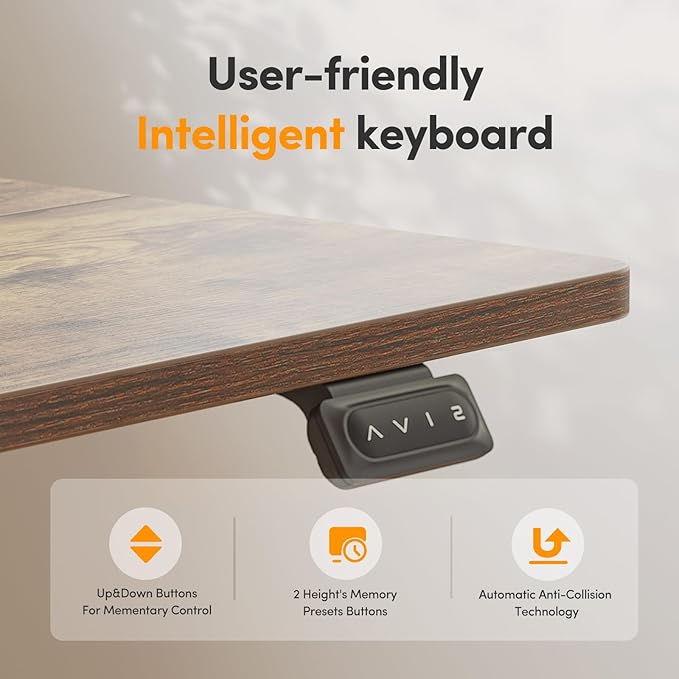 Cubiker 60 x 24 Inch Standing Desk, Stand up Height Adjustable Home Office Electric Table, Sit Stand Desk with Splice Board, Black Frame & Rustic Brown Desktop
