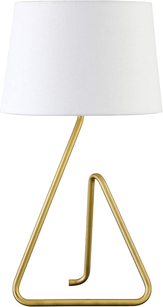 Henn&Hart 22" Metal Table Lamp with Fabric Shade in Brushed Brass, for Home, Living Room, Bedroom, Entertainment Room, Office, Kitchen, Dining