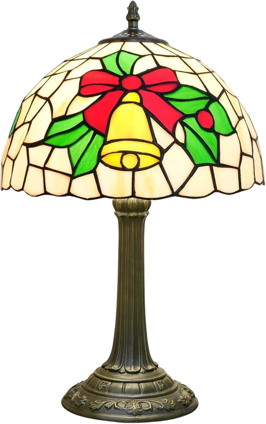 Tiffany Lamp Stained Glass Lamp 12 Inch Yellow Christma Bell Design Warm Color Reading Lamp Suitable for Coffee Shops Dormitories Home Office Deco Tiffany Style Retro Holiday Home Decoration Gift