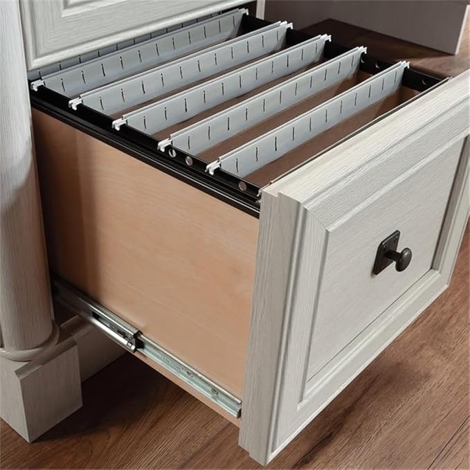 Pemberly Row Engineered Wood L-Shaped Desk in Glacier Oak/Rosso Slate Accents