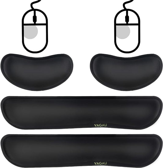 VAGAU Premium Keyboard Wrist Rest and Mouse Pad Wrist Support, Ergonomic Memory Foam Set for Office, Laptop, Mac, Computer and Gaming, Comfortable Typing &Wrist Pain Relief (2 Pack)