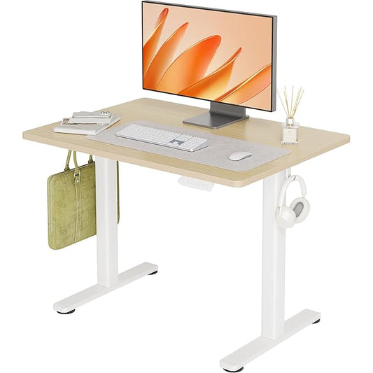 INNOVAR Electric Standing Desk, Adjustable Height Stand up Desks, 40 x 24 Inches Sit Stand up Desk for Home Office Computing, 3-Preset Memory Height Ergonomic Rising Desks, Nature