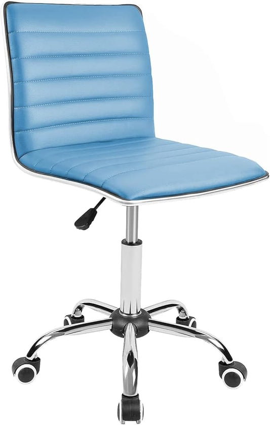 JUMMICO Office Chair Mid Back Task Chair Adjustable Home Computer Executive Desk Chair with 360° Swivel (Light Blue)