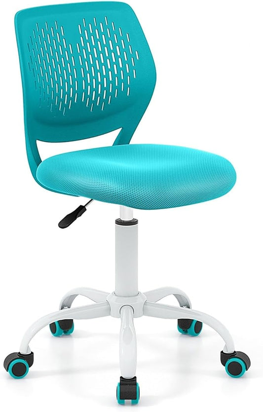 POWERSTONE Home Desk Chair Cute Office Chair Small Adjustable Swivel Task Chair Armless Writing Desk Chair for Small SpaceTurquoise