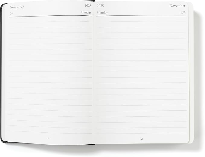 Wykeham's Executive 2025-26 Daily Journal Planner – Mid-Year Academic Diary (Personalized Black, 8.5"×5.5")