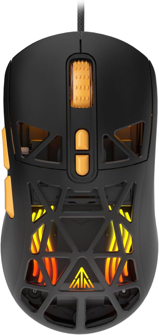 SOLAKAKA SM901 Gaming Mouse,13800DPI RGB Mouse with Programmable Buttons,53g Lightweight Wired Mouses for Gamer,Black
