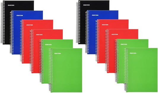 Mintra Office Small Spiral Notebooks (3x5 Side Spiral 12pk, Primary) - Bulk Pack of 12, Mini Pocket Notebook, Reporter Journal, Assorted Colors, College Ruled Lined Paper, 70 Sheets