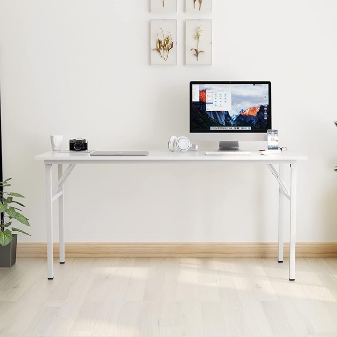 Need Home Office Desk - 62 Inches Large Computer Desk Sturdy Black Table Foldable Desk Gaming Computer Table No Assembly Required AC5DW(157.5 * 60)