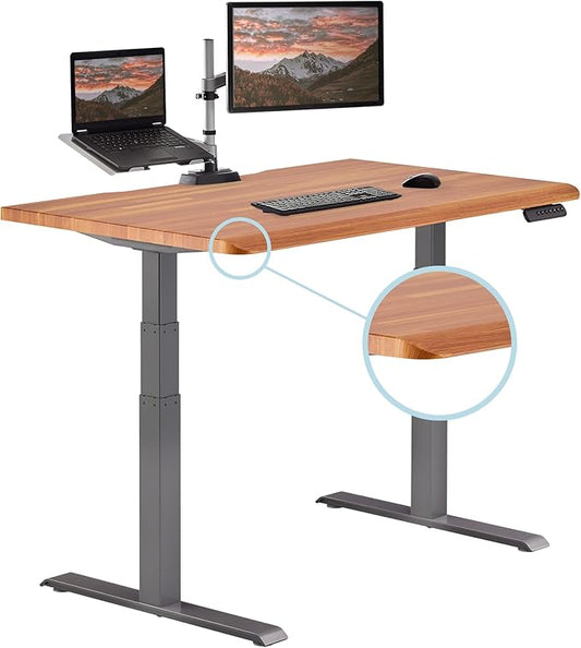 Vari ComfortEdge 48x30 Inch Electric Standing Desk – Height Adjustable Sit Stand VariDesk with Memory Presets, Sloped Edge, 220 LB Capacity + Tool-Free Assembly (Butcher Block)