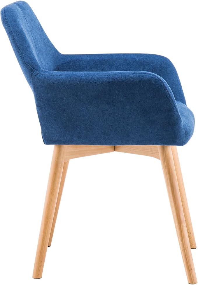 Mid Century Modern Dining Chairs Set of 4 & 2 & 6 Comfy Accent Chair Upholstered Kitchen Dining Living Room Chairs for Bedrooms Waiting Room Home Arm Desk Chair No Wheels (Blue, 4)