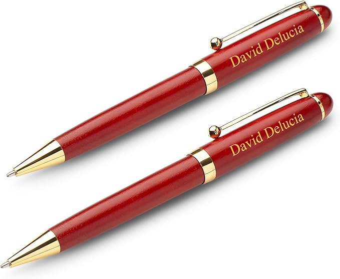 Executive Gift Shoppe | Personalized Cherrywood Double Ballpoint Pen Set with Laser Engraving