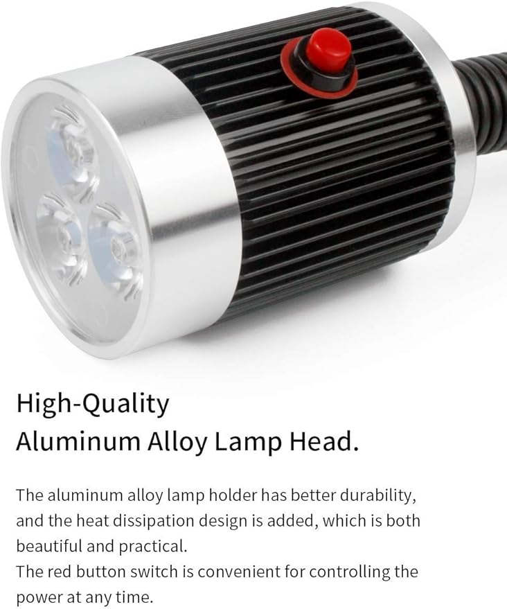 Gooseneck LED Light, Clamp Gooseneck Light 900 Lumen 120 Volt Fixed with C Clamp Industrial Work Lamp for Machine Tools and Lathe