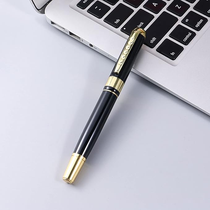 YIVONKA Ballpoint Pen Luxury Ballpoint Line Black Refill width 0.5mm Gift Set for Men & Women Professional Executive,Office,Nice BallPens Classy Gift Box (Black)