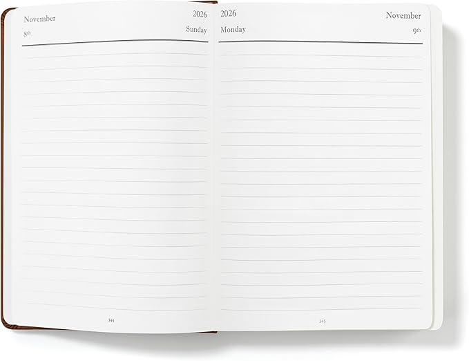 Wykeham's Executive 2026 Daily Journal Planner – US Public Holidays & Format – Customization Available (Personalized Brown, 8.5"×5.5")