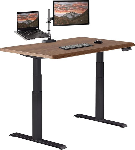Vari ComfortEdge 48x30 Inch Adjustable Electric Standing Desk – Sit Stand VariDesk with Memory Presets, Sloped Edge, 220 LB Capacity + Tool-Free Assembly (Walnut/Black)