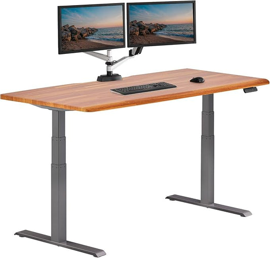 Vari ComfortEdge 72x30 Inch Electric Standing Desk – Height Adjustable Large Office Sit Stand VariDesk with Sloped Edge, Memory Presets, 180 LB Capacity + Tool-Free Assembly (Butcher Block)
