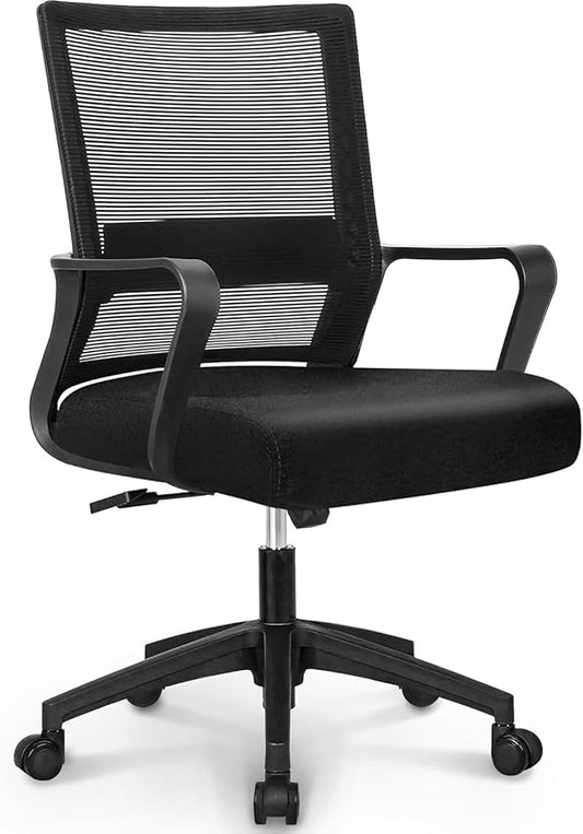 NEO CHAIR Office Chair Gaming Desk Computer Chair Ergonomic Mesh Mid Back with Wheels Lumbar Support Comfy Swivel Adjustable for Home (Black)