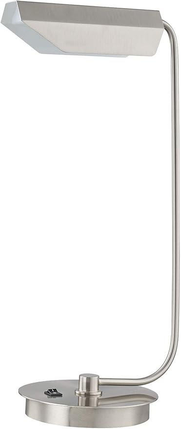 Rona LED Desk Lamp – Silver Metallic Modern Lamp, Commercial Grade LED Lighting for Living Room or Bedroom
