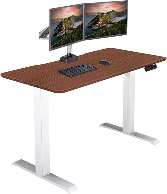 Vari Essential Electric Standing Desk for Home Office – 48x24 Sit-Stand VariDesk, 4 Memory Height Presets, 2-Piece Laminate Wood Top, Sturdy T-Style Legs, Supports 150 Lbs + Easy Assembly (Hazel Wood)