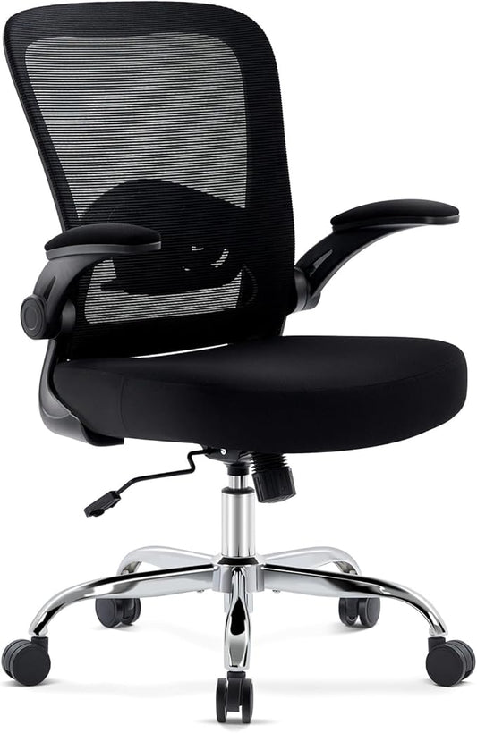 Office Chair,Ergonomic Mesh Desk Chair with Adjustable Lumbar Support,Computer Chair with Flip-up Armrests, Rolling Executive Chairs, Home Office Chair(Black)