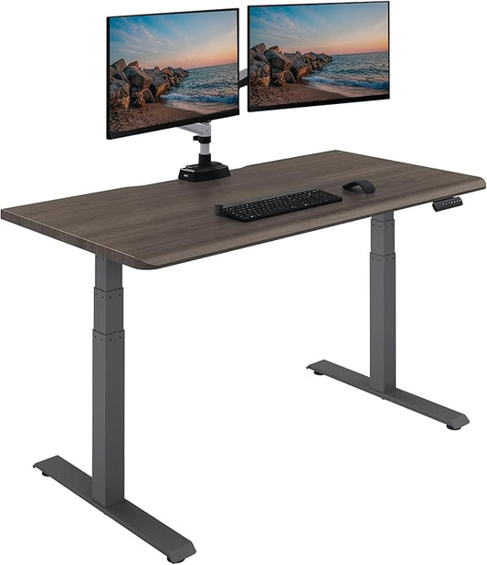 Vari ComfortEdge 60x30 Inch Adjustable Electric Standing Desk – Sit Stand VariDesk with Memory Presets, Sloped Edge, 200 LB Capacity + Tool-Free Assembly (Espresso Wood)