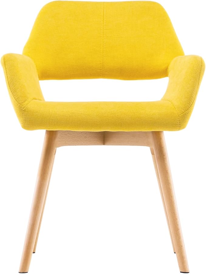 Mid Century Modern Dining Chairs Set of 6 & 4 & 2 Comfy Accent Chair Upholstered Kitchen Dining Living Room Chairs for Bedrooms Waiting Room Home Arm Desk Chair No Wheels (Yellow, 6)