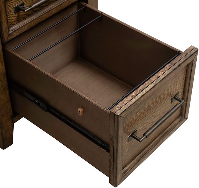 Liberty Furniture Carolina Park 5 Piece Jr Executive Set with Desk, Credenza & Hutch for Home Office- Amber Brown Oak Wood