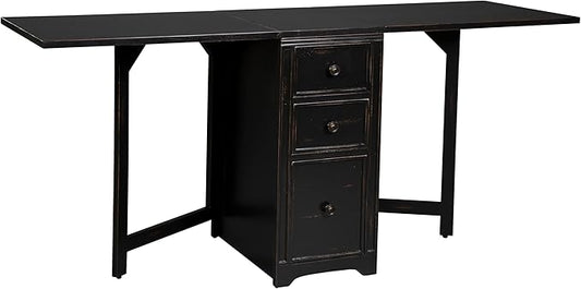 Hekman Drop Leaf Workstation - Wooden Executive Desk with Storage and Drawers, Writing Table, Expandable Secretary Desk for Small Spaces, Classic Work Desk for Study or Office - Home Office Furniture