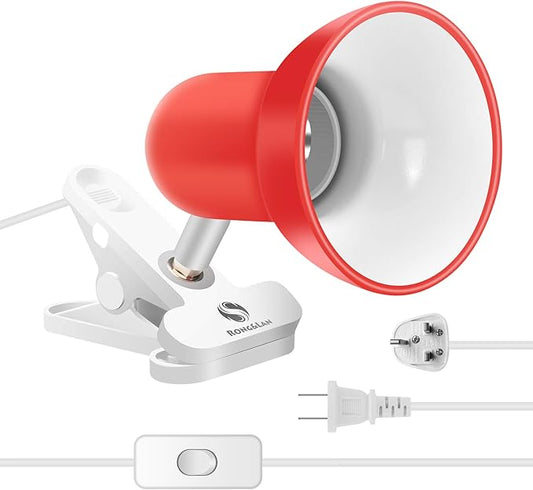 RONG&LAN Desk lamp,360° Rotation Clip on Lamp Portable Book Reading Light,Clamp on Desk/Table/Bunk Bed/Cupboard Home Lighting, (Seven Colors for Your Choice) Red