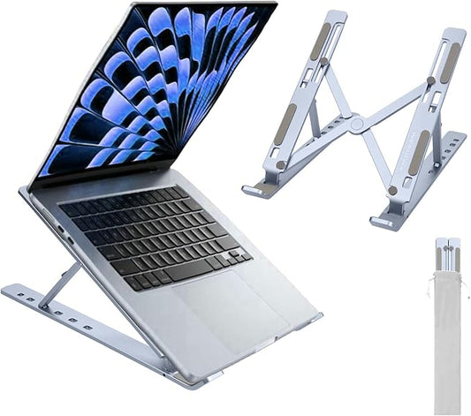 Ergonomic and Foldable Laptop Stand for Desk, Adjustable Riser, Fits All Laptops and Notebooks up to 17,Ultra-Thin,Ventilated Cooling,ABS+Silicone,Midnight.