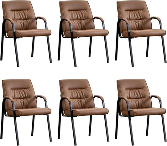 Office Guest Reception Chair Set of 6, Conference Room Chairs Waiting Room Chairs 6 Pack, Modern Leather Office Desk Chair No Wheels.