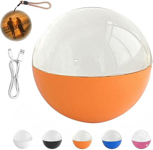 Memory Sphere Lamp, Memory Orb Ball, 2.7" Crystal Ball Video Player, Uploadable Videos & Photos, DIY Gift for Anniversary, Birthday (Orange,Upgraded Model)