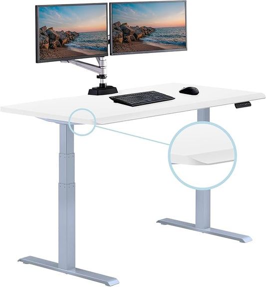 Vari ComfortEdge 60x30 Inch Adjustable Electric Standing Desk – Sit Stand VariDesk with Memory Presets, Sloped Edge, 200 LB Capacity + Tool-Free Assembly (White)
