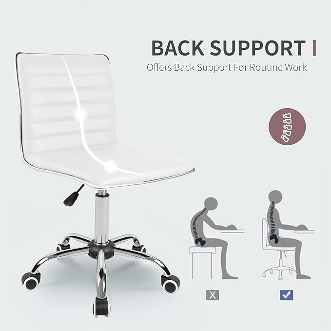 JUMMICO Office Chair Mid Back Task Chair Adjustable Home Computer Executive Desk Chair with 360° Swivel (White)