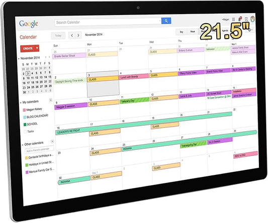 15.6 to 27 inch Touchscreen Digital Calendar & Wall Planners, Smart Whiteboard Calendar for Chore Chart & Work Schedule, Built in Speakers and Camera, Include Wall Mount & Desk Stand (21.5-inch)