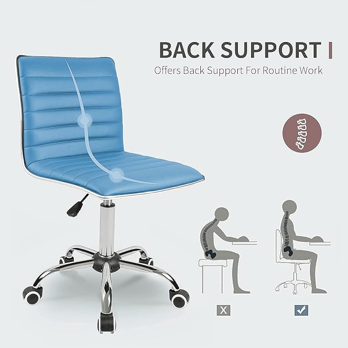 JUMMICO Office Chair Mid Back Task Chair Adjustable Home Computer Executive Desk Chair with 360° Swivel (Light Blue)